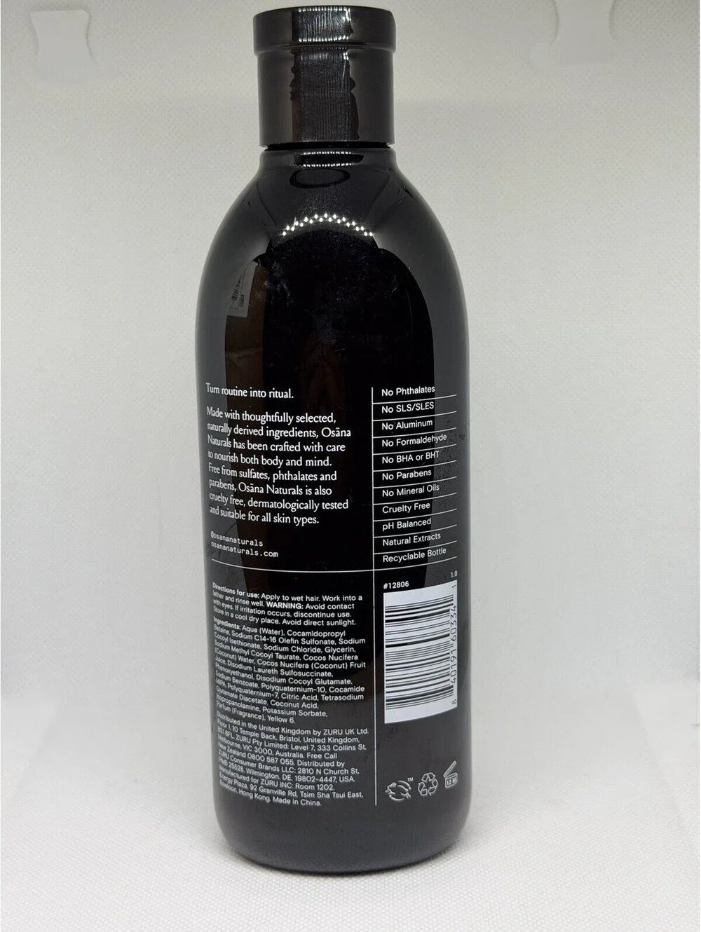 Osana Naturals Ultra Moisture Vanilla + Coconut Shampoo 11.8 fl oz Cruelty-Free